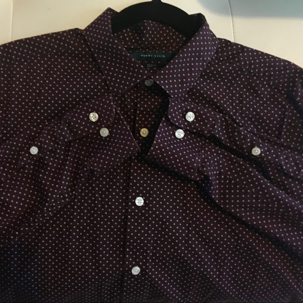 Perry Ellis long sleeve burgundy shirt, Medium